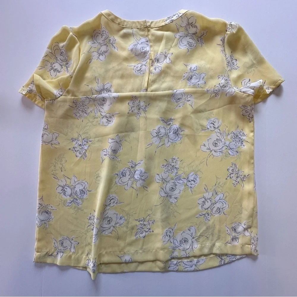 Elle Yellow Floral Smocked Blouse | Ruffle Detail | Spring Top | Size L - Picture 7 of 11